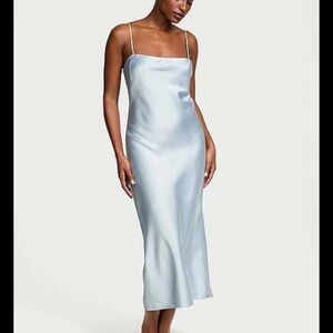 Victoria Secret Elegant Blue Satin Slip Dress